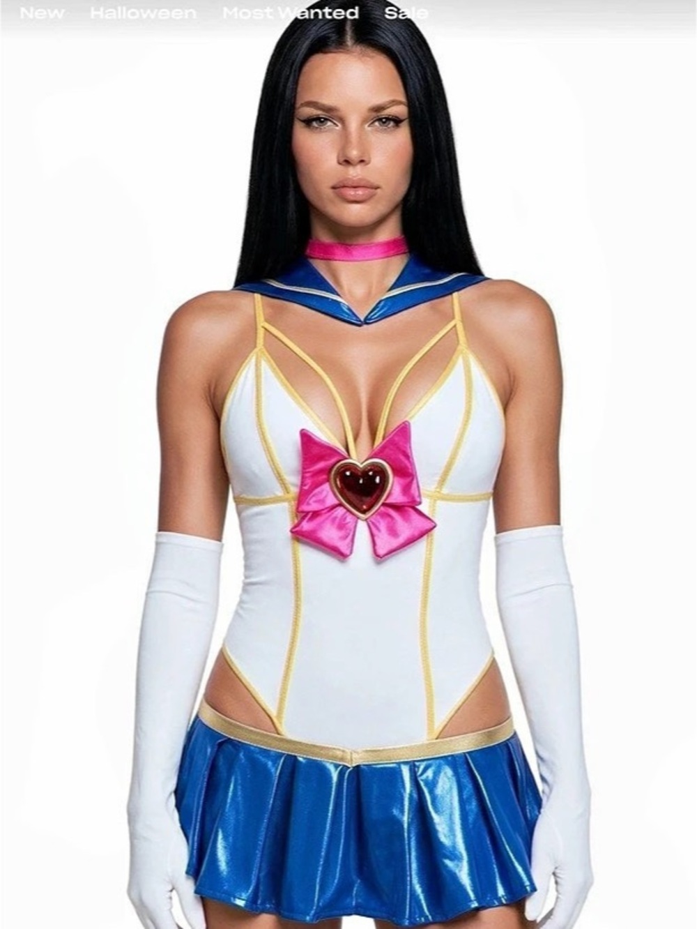 Dolls Kill Anime Moon School Girl Costume White & Blue